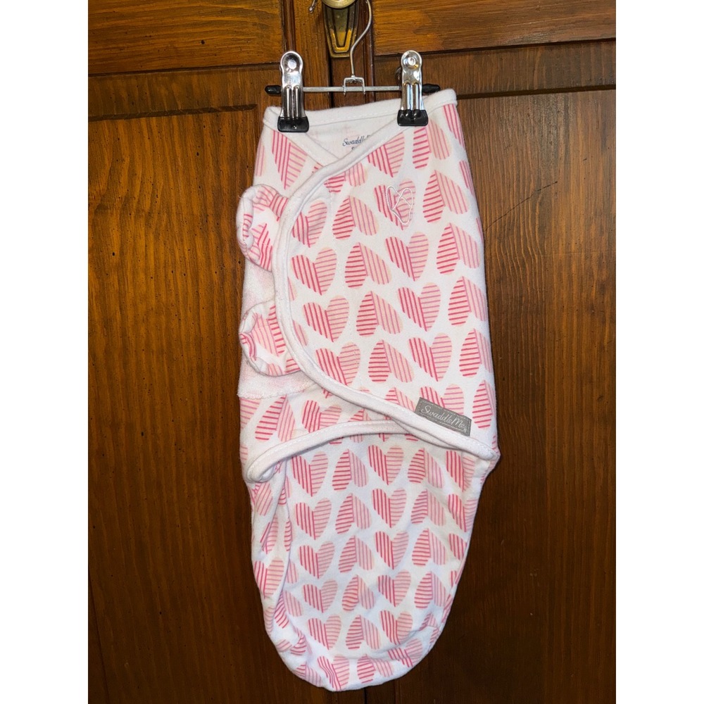 SwaddleMe Pink Heart Print Cotton Adjustable Baby Swaddle Wrap Small Medium